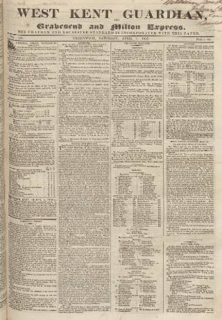 cover page of West Kent Guardian published on April 1, 1837