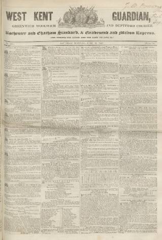 cover page of West Kent Guardian published on June 13, 1840