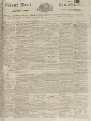 cover page of West Kent Guardian published on August 2, 1856