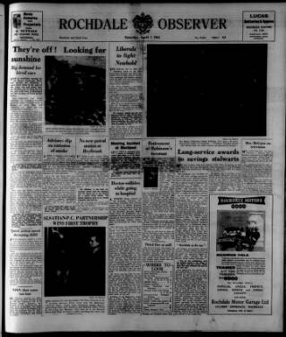 cover page of Rochdale Observer published on April 1, 1961
