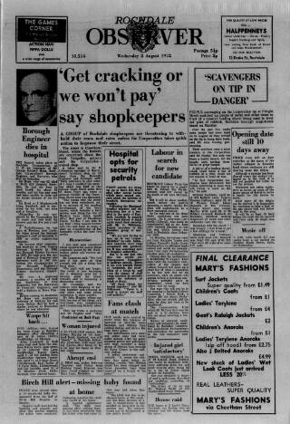 cover page of Rochdale Observer published on August 2, 1972