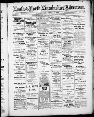 cover page of Louth and North Lincolnshire Advertiser published on April 1, 1908