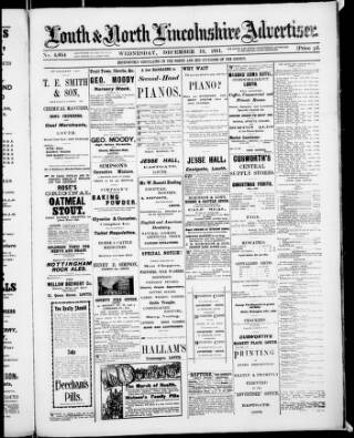 cover page of Louth and North Lincolnshire Advertiser published on December 13, 1911
