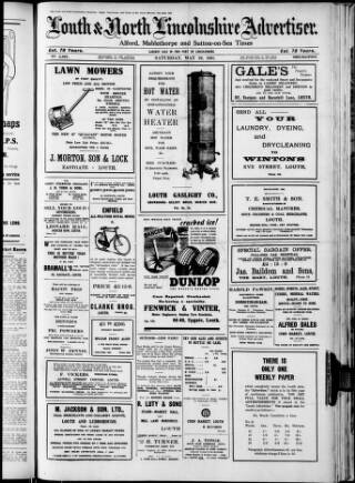 cover page of Louth and North Lincolnshire Advertiser published on May 22, 1937