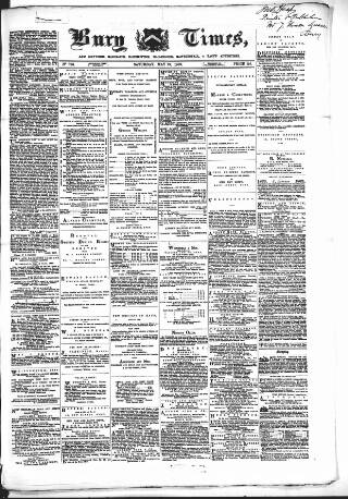 cover page of Bury Times published on May 22, 1869