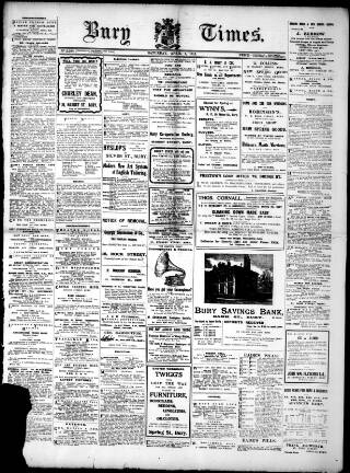 cover page of Bury Times published on April 1, 1911