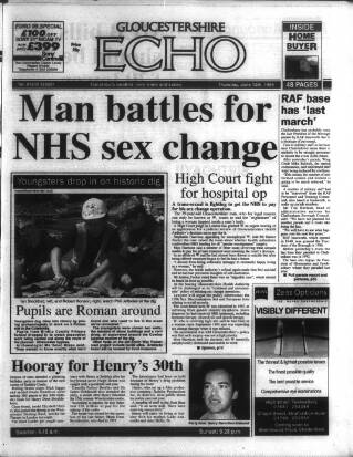 cover page of Gloucestershire Echo published on June 13, 1996
