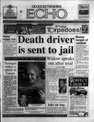 cover page of Gloucestershire Echo published on August 2, 1996