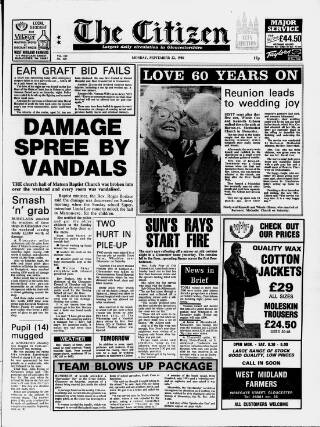 cover page of Gloucester Citizen published on September 22, 1986