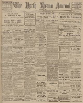 cover page of North Devon Journal published on November 2, 1911