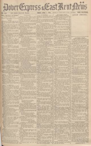 cover page of Dover Express published on April 1, 1938