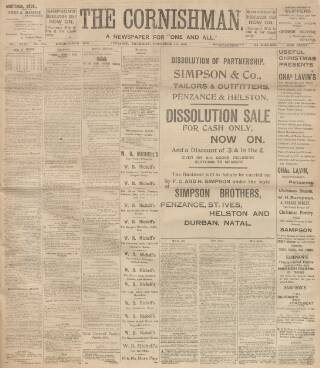 cover page of Cornishman published on December 13, 1906