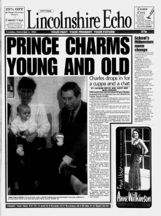 cover page of Lincolnshire Echo published on November 2, 1999