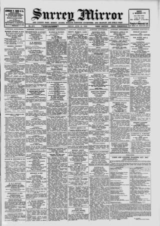 cover page of Surrey Mirror published on June 13, 1958