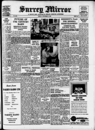 cover page of Surrey Mirror published on November 2, 1962