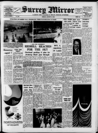 cover page of Surrey Mirror published on August 2, 1963