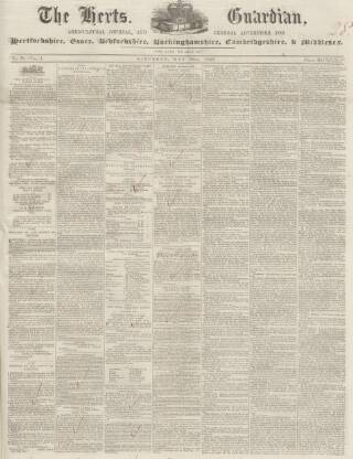 cover page of Herts Guardian published on May 22, 1852