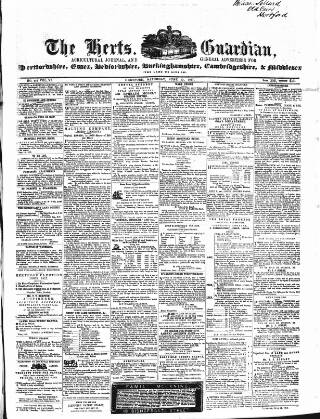 cover page of Herts Guardian published on June 13, 1857