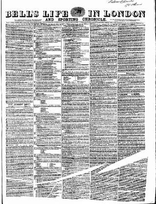 cover page of Bell's Life in London and Sporting Chronicle published on May 22, 1853