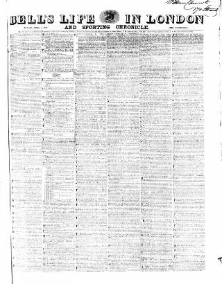 cover page of Bell's Life in London and Sporting Chronicle published on April 1, 1855