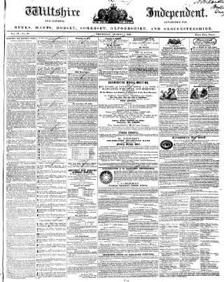cover page of Wiltshire Independent published on August 2, 1838