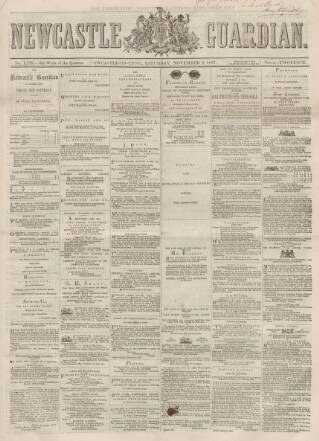 cover page of Newcastle Guardian and Tyne Mercury published on November 2, 1867