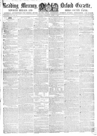 cover page of Reading Mercury published on April 1, 1854