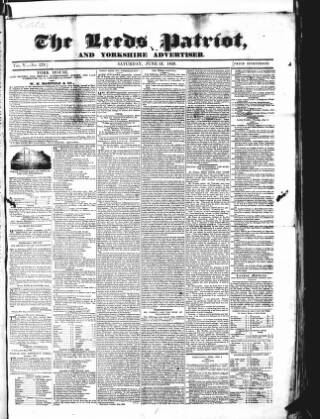 cover page of Leeds Patriot and Yorkshire Advertiser published on June 13, 1829