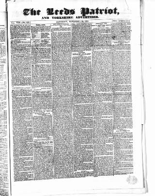 cover page of Leeds Patriot and Yorkshire Advertiser published on November 10, 1832