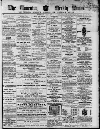 cover page of Coventry Times published on April 1, 1857