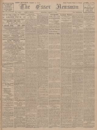 cover page of Essex Newsman published on August 2, 1913