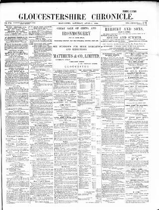 cover page of Gloucestershire Chronicle published on April 1, 1905
