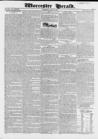 cover page of Worcester Herald published on May 22, 1830