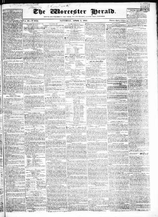cover page of Worcester Herald published on April 1, 1843