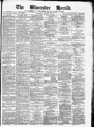 cover page of Worcester Herald published on August 2, 1879