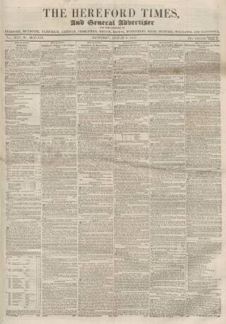 cover page of Hereford Times published on August 2, 1856