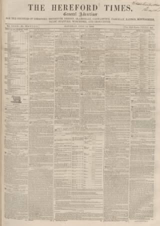 cover page of Hereford Times published on June 13, 1863