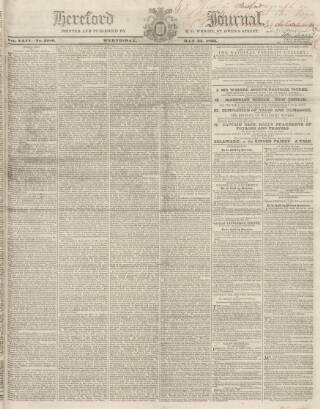 cover page of Hereford Journal published on May 22, 1833