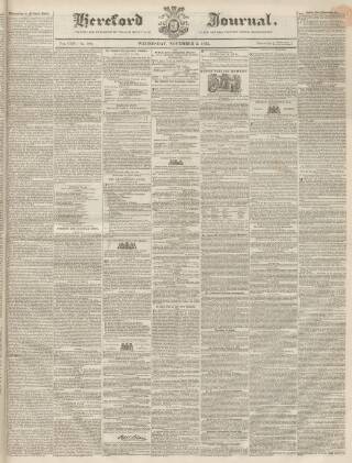 cover page of Hereford Journal published on November 2, 1853