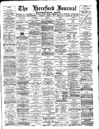 cover page of Hereford Journal published on August 2, 1902