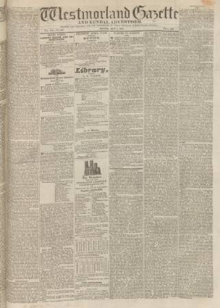 cover page of Westmorland Gazette published on April 1, 1837