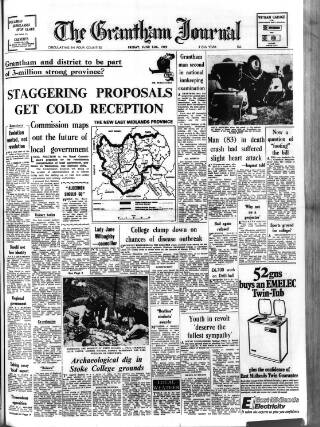 cover page of Grantham Journal published on June 13, 1969
