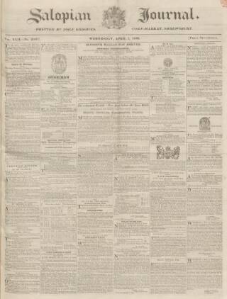 cover page of Salopian Journal published on April 1, 1835