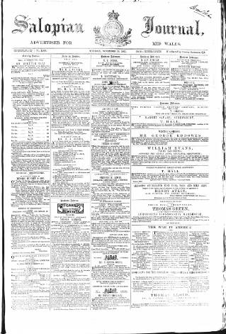 cover page of Salopian Journal published on November 19, 1861