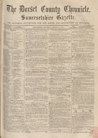 cover page of Dorset County Chronicle published on August 2, 1866