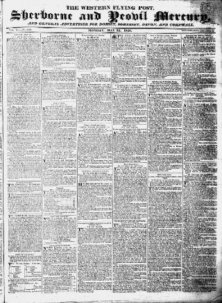 cover page of Sherborne Mercury published on May 22, 1826