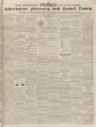 cover page of Sherborne Mercury published on November 2, 1852