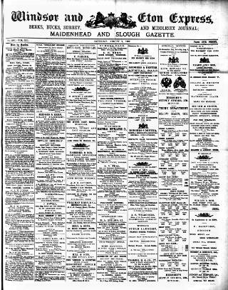 cover page of Windsor and Eton Express published on August 2, 1902