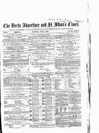 cover page of Herts Advertiser published on June 13, 1868