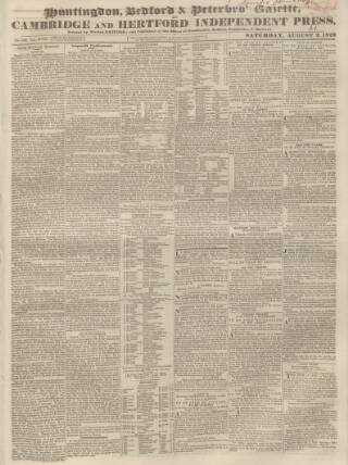 cover page of Huntingdon, Bedford & Peterborough Gazette published on August 2, 1828